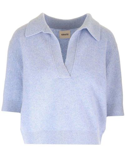 Khaite Stretch Cashmere Knit Top - Blue