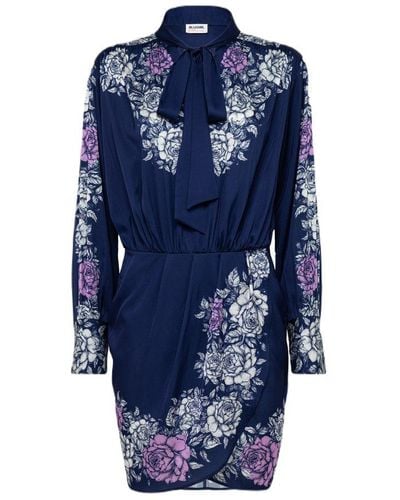 Blugirl Blumarine Floral-printed Long-sleeved Dress - Blue
