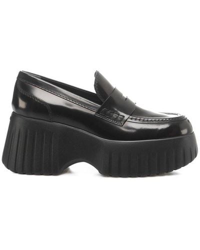 Hogan H-stripes Slip-on Platform Loafers - Black