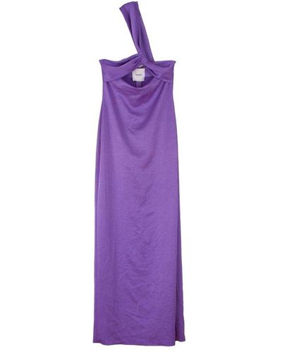 Nanushka Maseco Twisted Crisp Satin Maxi Dress - Purple