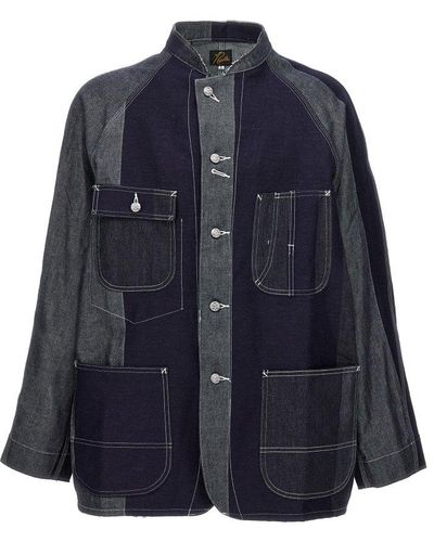 Needles Patchwork Buttoned Jacket - Blue