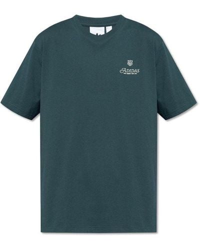 adidas Originals Logo-embroidered Crewneck T-shirt - Green