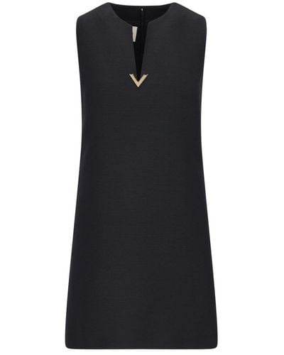 Valentino Logo Plaque Sleeveless Dress - Black