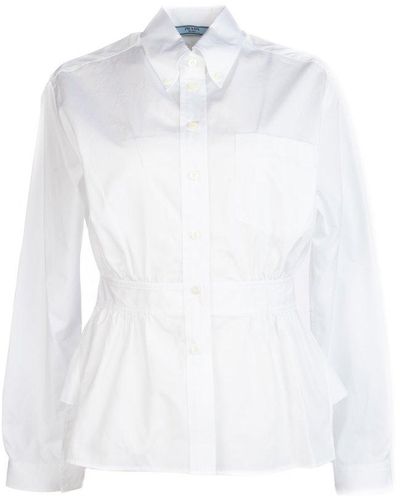 Prada Peplum Waist Button-up Shirt - White