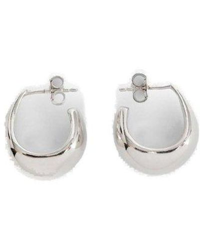 Lemaire Logo-engraved Small Curved Drop Earrings - White