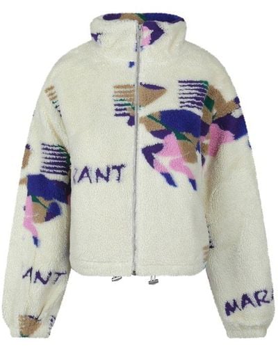Isabel Marant Mackensy Printed Fleece Jacket - White