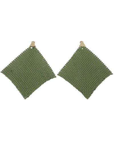 Rabanne Chainmail Earrings - Green