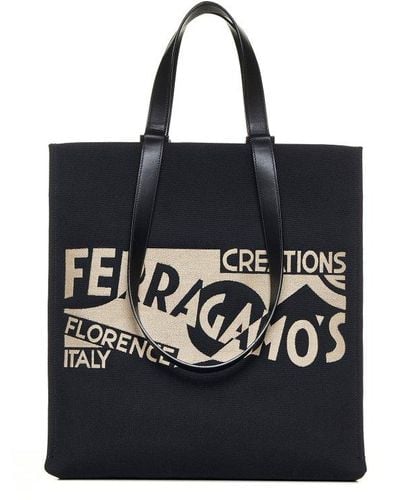 Ferragamo Logo-detailed Tote Bag - Black