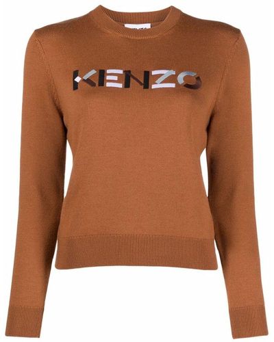 KENZO Embroidered-logo Jumper - Brown