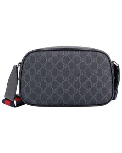 Gucci GG Supreme Zipped Messenger Bag - Grey