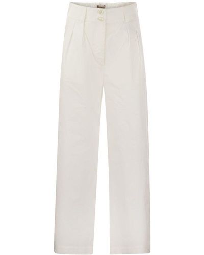 Woolrich Button Detailed Straight Leg Trousers - White