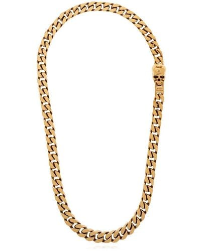 Alexander McQueen Skull Charm Chained Necklace - Metallic