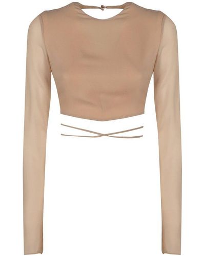 ANDAMANE Open-back Cropped Top - White