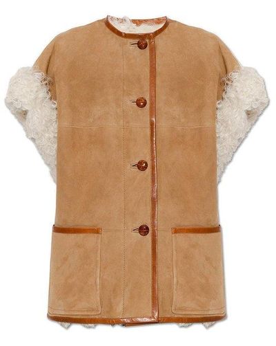 Gucci Shearling-lined Suede Vest - Brown