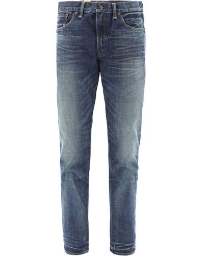 Ralph Lauren Rrl Logo-patch Slim-fit Jeans - Blue