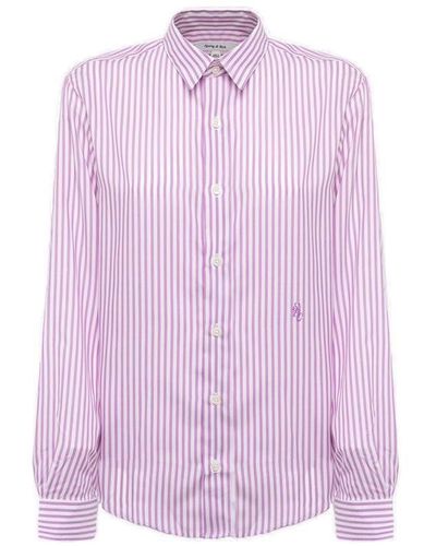 Sporty & Rich Stripe Detailed Button-up Shirt - Purple