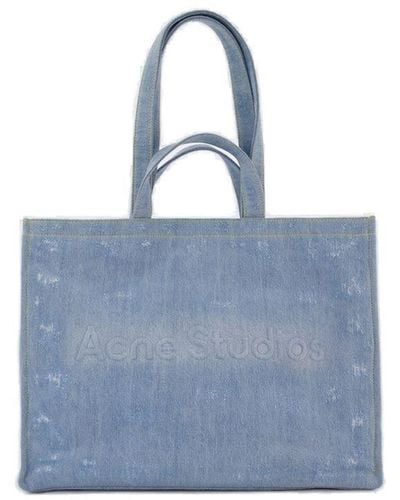 Acne Studios Distressed Denim Top Handle Bag - Blue