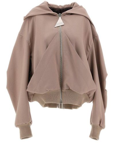 The Attico Hooded Zip-up Bomber Jacket - Brown