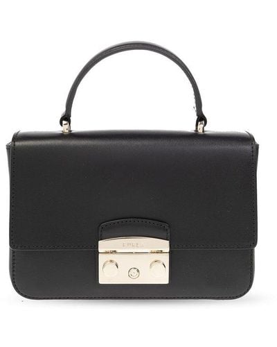 Furla Metropolis Push-lock Detailed Mini Top Handle Bag - Black