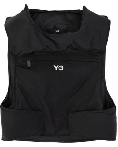 Y-3 X Yohji Yamamoto Logo Embroidered Crewneck Vest - Black