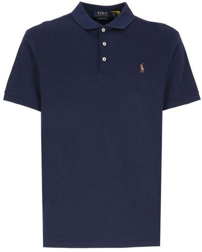 Polo Ralph Lauren Logo Embroidered Short Sleeevd Polo Shirt - Blue