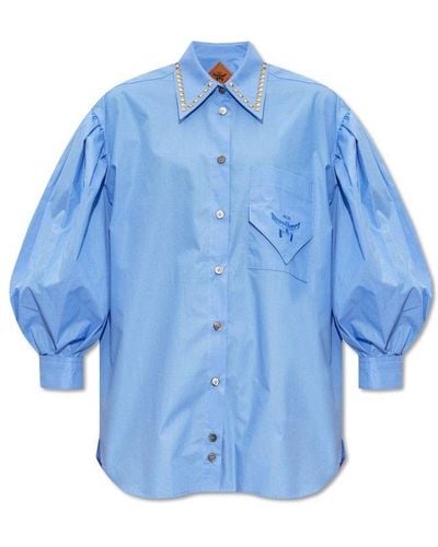 MCM Shirt With Logo, - Blue