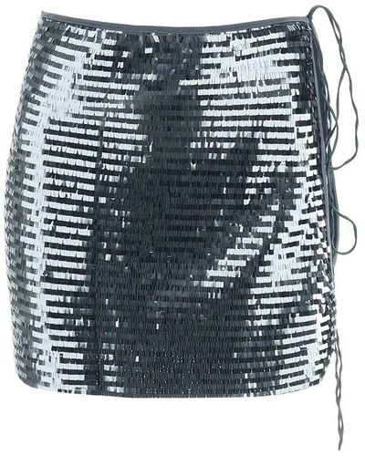 Oséree Sequin-embellished Knot Detail Mini Skirt - Metallic