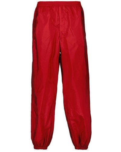 Prada Re-nylon Logo Plaque Track Trousers - Red