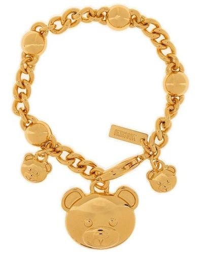 Moschino Teddy Bear Chained Bracelet - Metallic