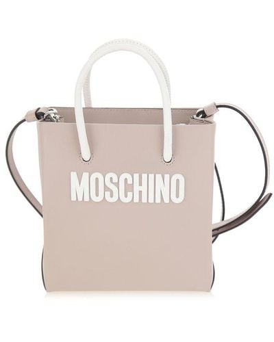 Moschino Logo Lettering Mini Tote Bag - Natural
