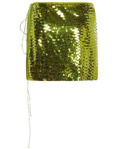 Oséree Sequin-embellished Knot Detail Mini Skirt - Green