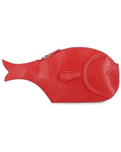 STAUD Fish Shaped Clutch Bag - Red