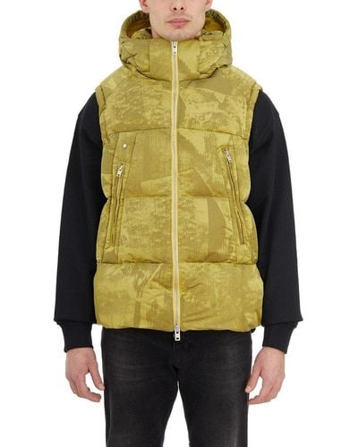 Y-3 Graphic Printed Hooded Padded Vest - Green