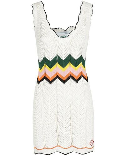 Casablancabrand Wave Crochet Knitted Mini Dress - White