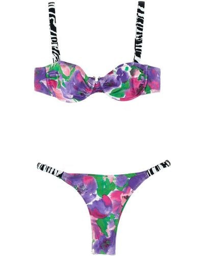 ROTATE BIRGER CHRISTENSEN X Reina Olga Soft Mixed Flower Printed Bikini - Purple