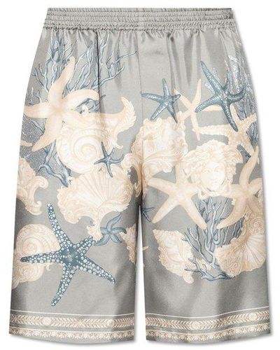 Versace Barocco Sea Printed Elasticated Waistband Shorts - White