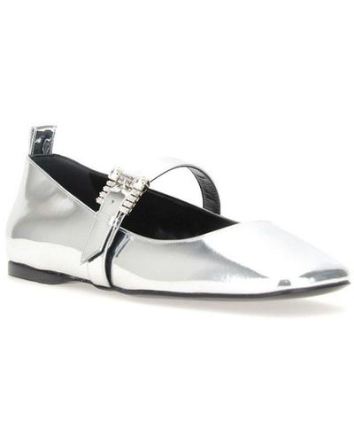 Sergio Rossi Square Toe Slip-on Ballerina Shoes - White