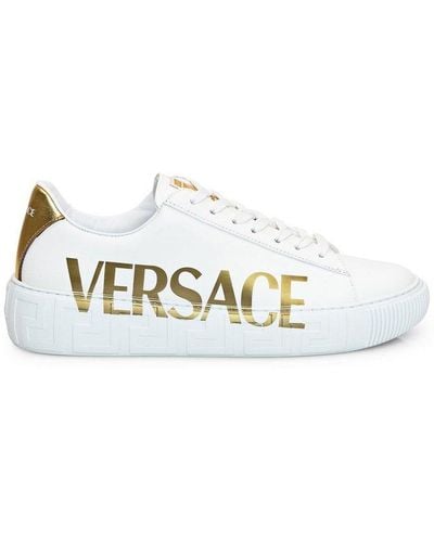 Versace Logo Printed Low-top Trainers - White
