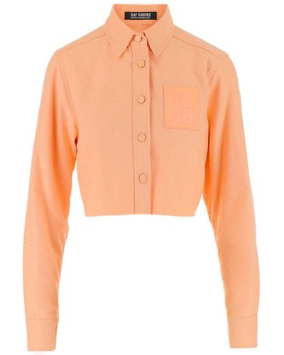 Raf Simons Frayed Hem Cropped Shirt - Orange