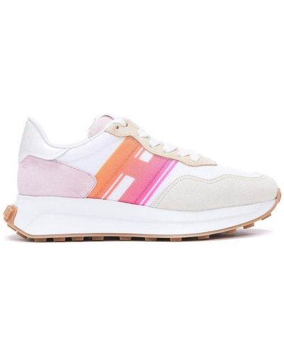 Hogan Logo Detailed Lace-up Sneakers - Pink