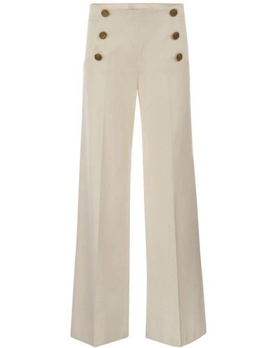 RED Valentino Red Buttoned Wide-leg Pants - White