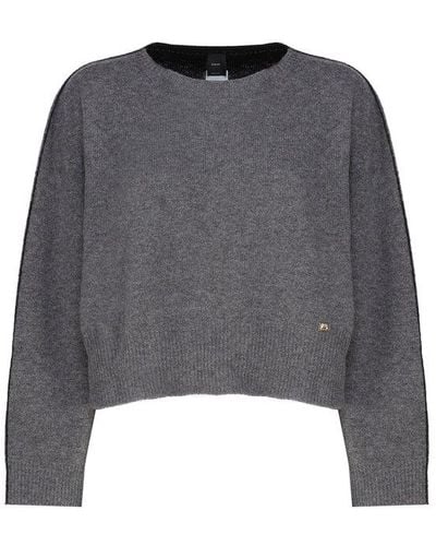 Pinko Bicolour Cropped Pullover - Gray