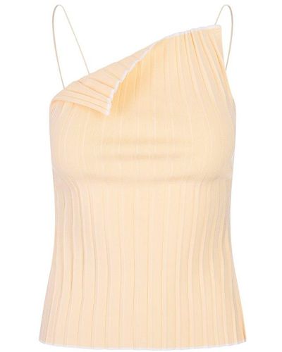 Jacquemus Pleated Draped Neckline Top - Natural