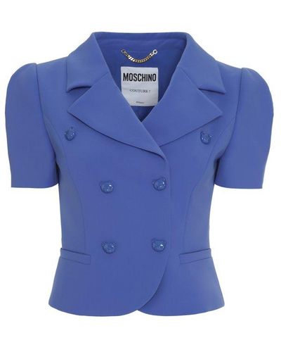 Moschino Double Breasted Short Sleeved Jacket - Blue