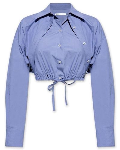 T By Alexander Wang Cropped Shirt - Blue