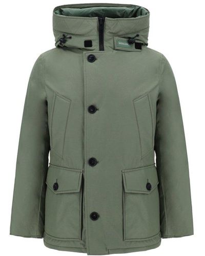 Woolrich Arctic Button-up Hooded Padded Jacket - Green