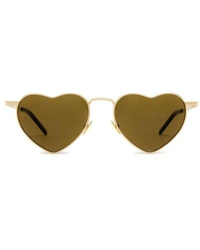 Saint Laurent Loulou Heart-shape Frame Sunglasses - Metallic