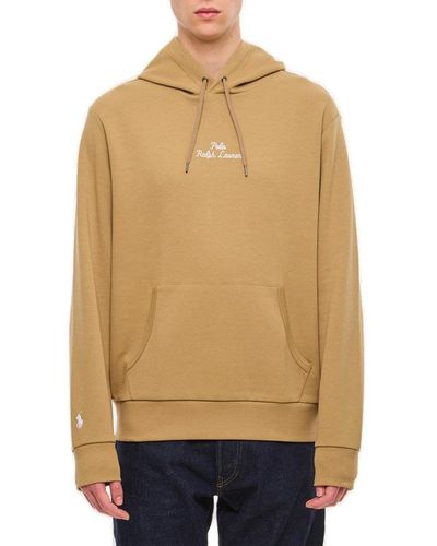 Polo Ralph Lauren Logo-embroidered Drawstring Hoodie - Natural