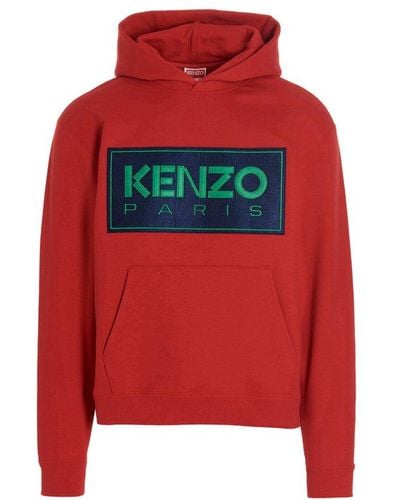 KENZO 'box Logo' Hoodie - Red