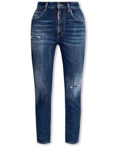DSquared² 'high Waist Cropped Twiggy' Jeans - Blue